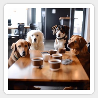 Paws & Sips: A Cozy Canine Cafe Sticker